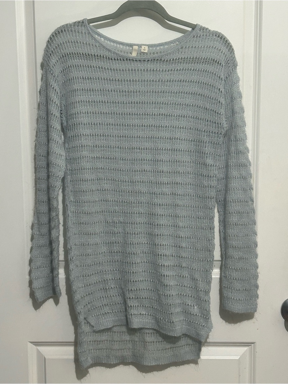 Frenchi Pale Blue Open-Knit Crewneck Sweater Size M